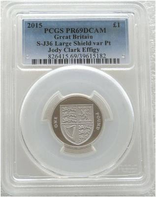 2015 Royal Shield of Arms £1 Platinum Proof Coin PCGS PR69 DCAM Fifth Portrait - Mintage of 10