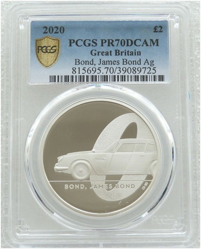 2020 James Bond 007 £2 Silver Proof 1oz Coin PCGS PR70 DCAM 2020 James Bond 007 £2 Silver Proof 1oz Coin PCGS PR70 DCAM