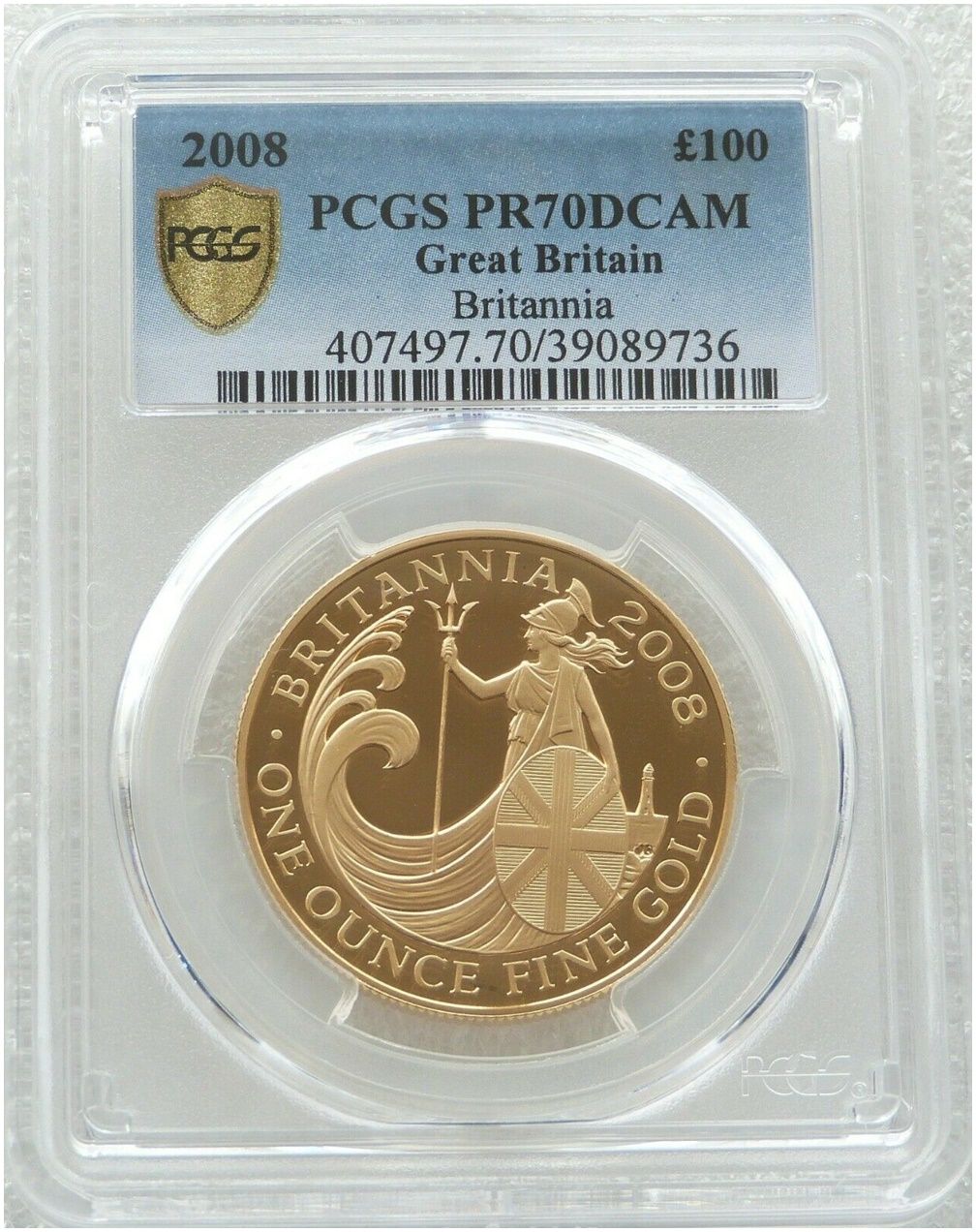 2008 Britannia £100 Gold Proof 1oz Coin PCGS PR70 DCAM - Mintage 1,250 2008 Britannia £100 Gold Proof 1oz Coin PCGS PR70 DCAM - Mintage 1,250
