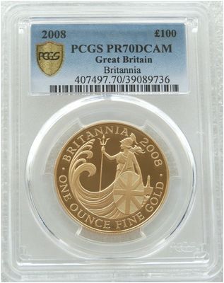 2008 Britannia £100 Gold Proof 1oz Coin PCGS PR70 DCAM - Mintage 1,250