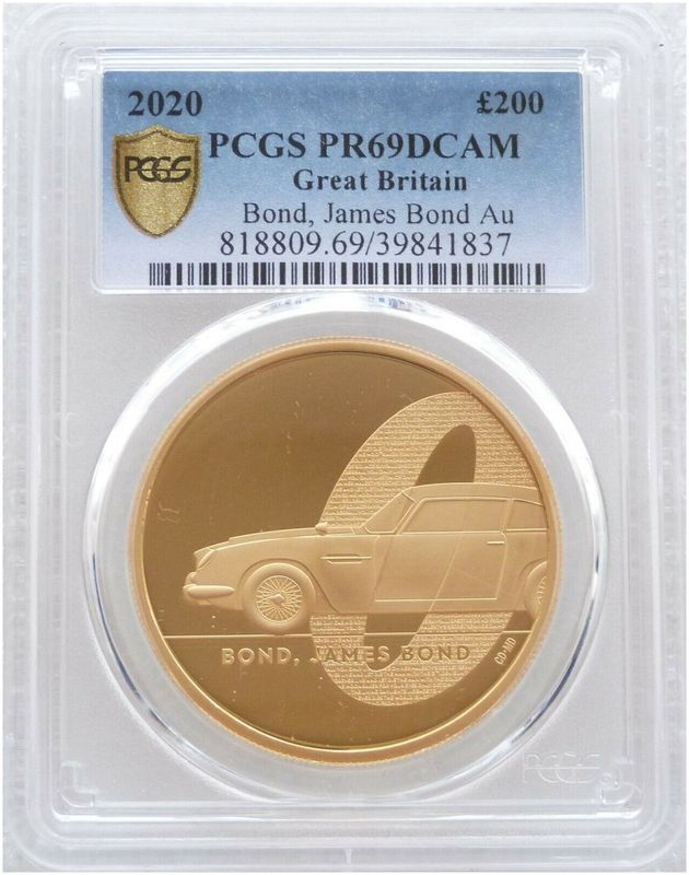2020 James Bond 007 £200 Gold Proof 2oz Coin PCGS PR69 DCAM 2020 James Bond 007 £200 Gold Proof 2oz Coin PCGS PR69 DCAM