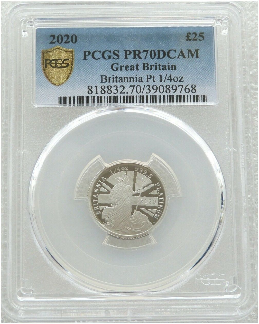 2020 Britannia £25 Platinum Proof 1/4oz Coin PCGS PR70 DCAM