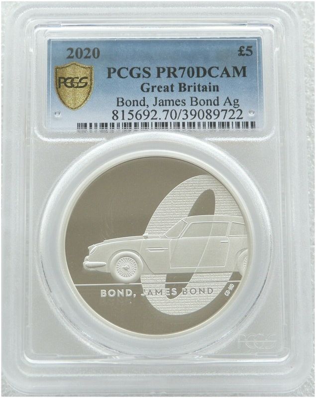 2020 James Bond 007 £5 Silver Proof 2oz Coin PCGS PR70 DCAM 2020 James Bond 007 £5 Silver Proof 2oz Coin PCGS PR70 DCAM