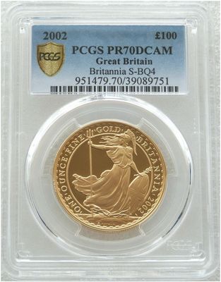 2002 Britannia £100 Gold Proof 1oz Coin PCGS PR70 DCAM - Mintage 945 2002 Britannia £100 Gold Proof 1oz Coin PCGS PR70 DCAM - Mintage 945