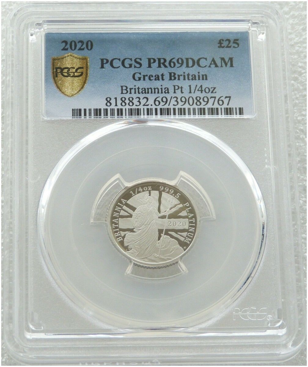 2020 Britannia £25 Platinum Proof 1/4oz Coin PCGS PR69 DCAM