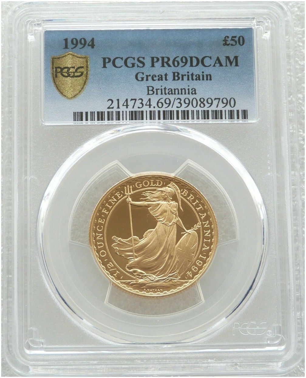 1994 Britannia £50 Gold Proof 1/2oz Coin PCGS PR69 DCAM - Mintage 435