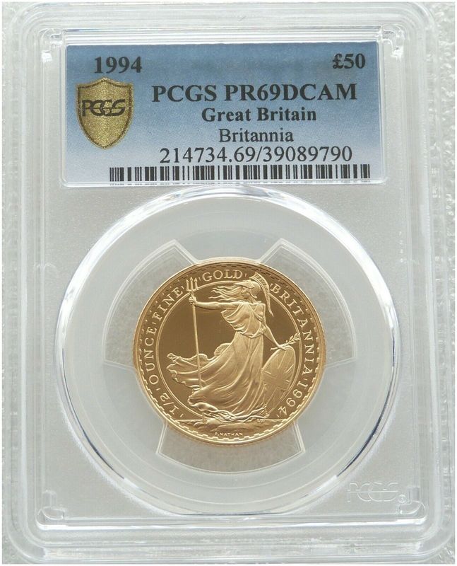 1994 Britannia £50 Gold Proof 1/2oz Coin PCGS PR69 DCAM - Mintage 435