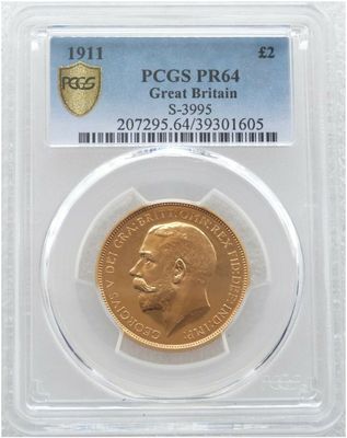 1911 George V Coronation £2 Double Sovereign Gold Proof Coin PCGS PR64 1911 George V Coronation £2 Double Sovereign Gold Proof Coin PCGS PR64