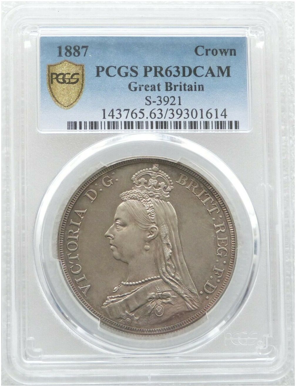 1887 Victoria St George and the Dragon Silver Proof Crown Coin PCGS PR63 DCAM 1887 Victoria St George and the Dragon Silver Proof Crown Coin PCGS PR63 DCAM