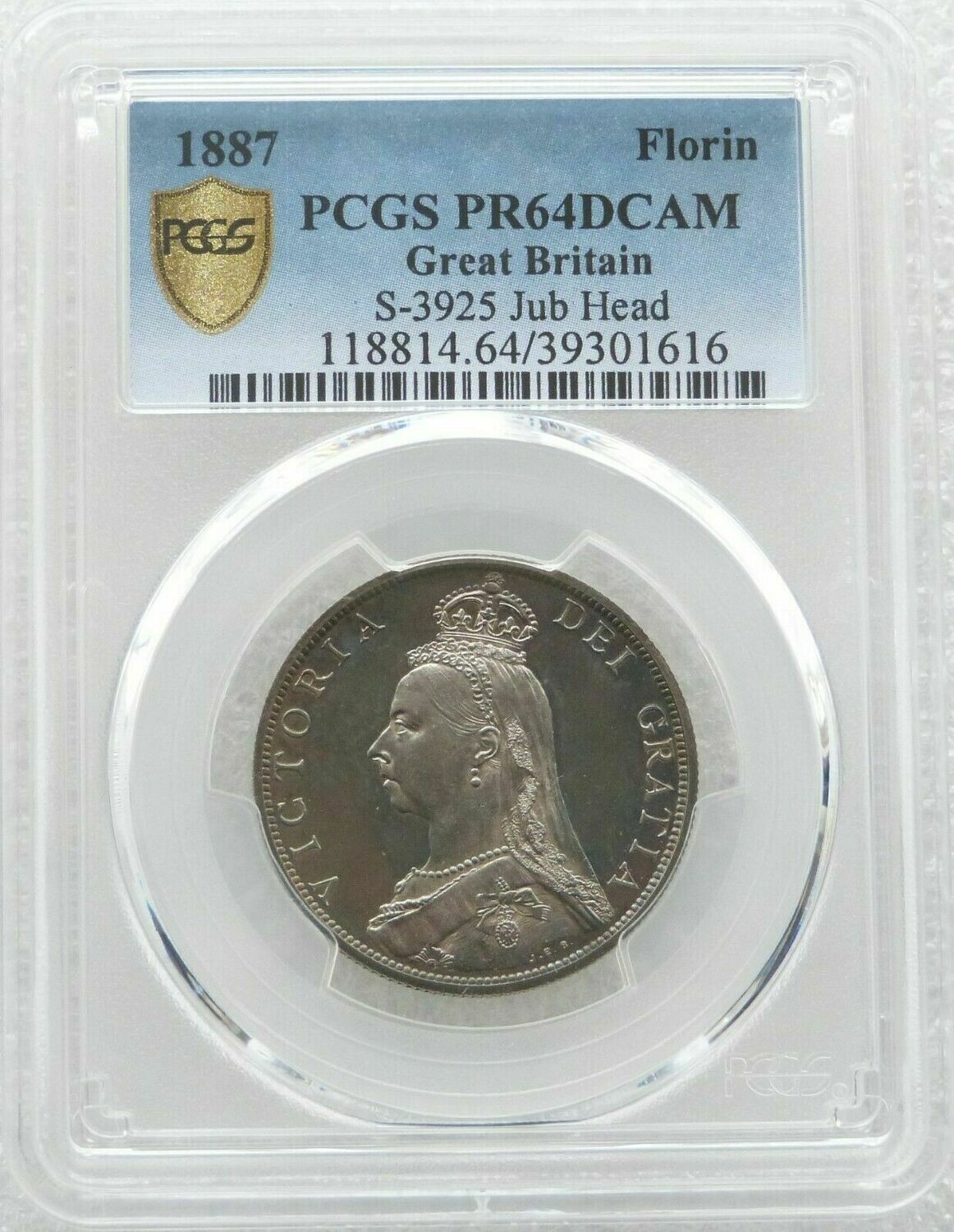 1887 Victoria Jubilee Head Florin Silver Proof Coin PCGS PR64 DCAM 1887 Victoria Jubilee Head Florin Silver Proof Coin PCGS PR64 DCAM