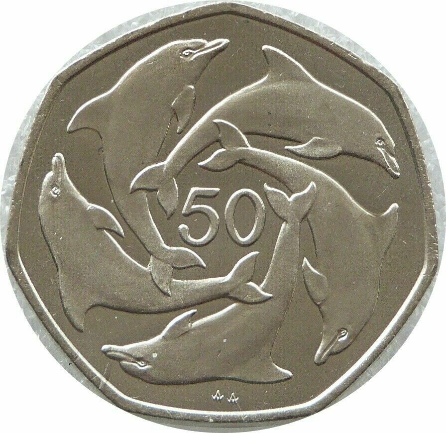 1991 Gibraltar Dolphin 50p Brilliant Uncirculated Coin 1991 Gibraltar Dolphin 50p Brilliant Uncirculated Coin