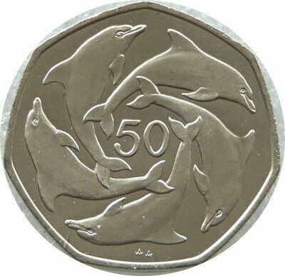 1991 Gibraltar Dolphin 50p Brilliant Uncirculated Coin 1991 Gibraltar Dolphin 50p Brilliant Uncirculated Coin