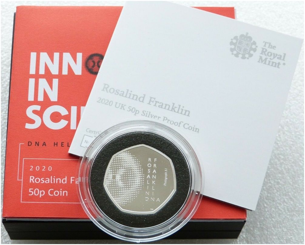 2020 Rosalind Franklin 50p Silver Proof Coin Box Coa 2020 Rosalind Franklin 50p Silver Proof Coin Box Coa