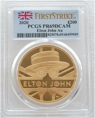 2020 Music Legends Elton John £200 Gold Proof 2oz Coin PCGS PR69 DCAM First Strike - Mintage of 50 2020 Music Legends Elton John £200 Gold Proof 2oz Coin PCGS PR69 DCAM First Strike - Mintage of 50