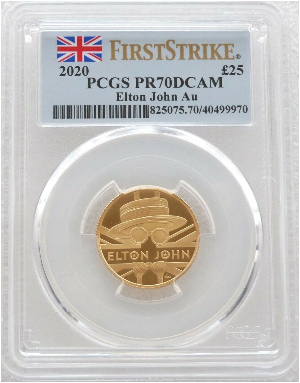 2020 Music Legends Elton John £25 Gold Proof 1/4oz Coin PCGS PR70 DCAM First Strike 2020 Music Legends Elton John £25 Gold Proof 1/4oz Coin PCGS PR70 DCAM First Strike