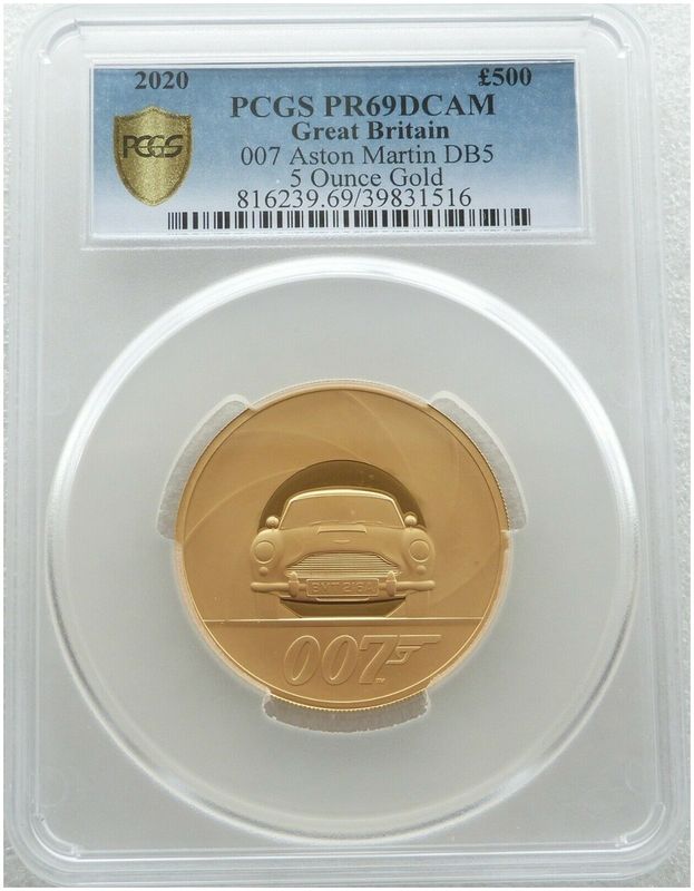 2020 James Bond 007 Special Issue £500 Gold Proof 5oz Coin PCGS PR69 DCAM 2020 James Bond 007 Special Issue £500 Gold Proof 5oz Coin PCGS PR69 DCAM