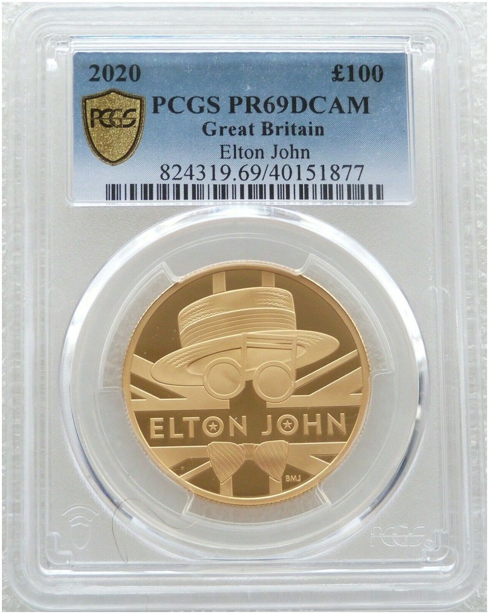 2020 Music Legends Elton John £100 Gold Proof 1oz Coin PCGS PR69 DCAM 2020 Music Legends Elton John £100 Gold Proof 1oz Coin PCGS PR69 DCAM