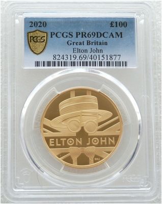 2020 Music Legends Elton John £100 Gold Proof 1oz Coin PCGS PR69 DCAM 2020 Music Legends Elton John £100 Gold Proof 1oz Coin PCGS PR69 DCAM