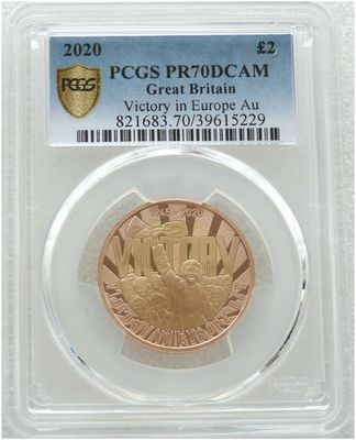 2020 VE-Day £2 Gold Proof Coin PCGS PR70 DCAM 2020 VE-Day £2 Gold Proof Coin PCGS PR70 DCAM