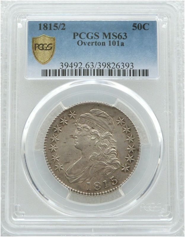 1815/2 American Capped Bust 50c Half Dollar Silver Coin PCGS MS63 Overton 101a 1815/2 American Capped Bust 50c Half Dollar Silver Coin PCGS MS63 Overton 101a