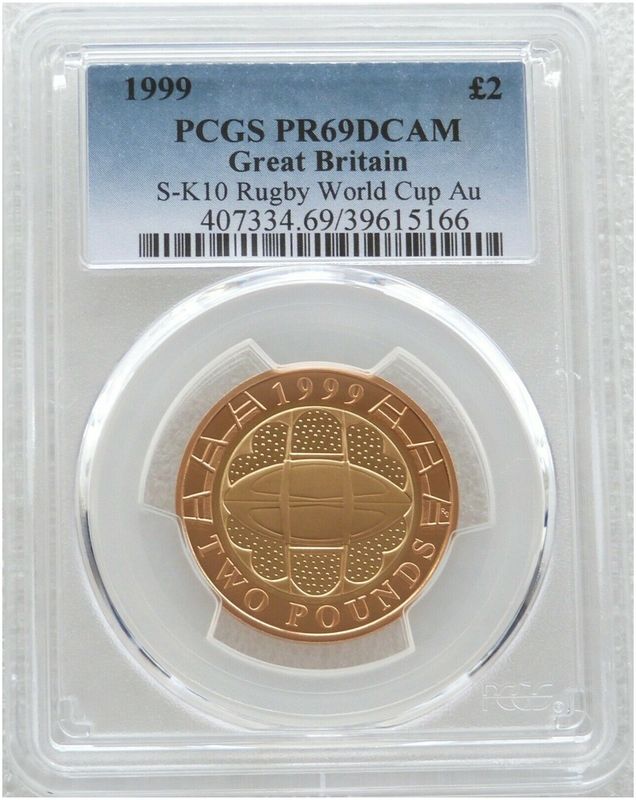 1999 Rugby World Cup £2 Gold Proof Coin PCGS PR69 DCAM