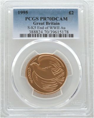 1995 End of Second World War Dove £2 Gold Proof Coin PCGS PR70 DCAM
