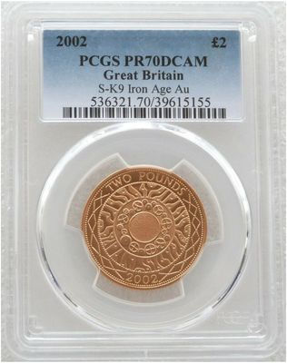 2002 Golden Jubilee Shoulders of Giants £2 Gold Proof Coin PCGS PR70 DCAM 2002 Golden Jubilee Shoulders of Giants £2 Gold Proof Coin PCGS PR70 DCAM