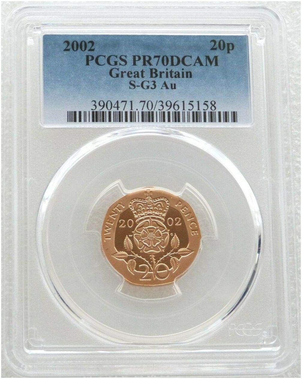 2002 Golden Jubilee Crowned Tudor Rose 20p Gold Proof Coin PCGS PR70 DCAM 2002 Golden Jubilee Crowned Tudor Rose 20p Gold Proof Coin PCGS PR70 DCAM