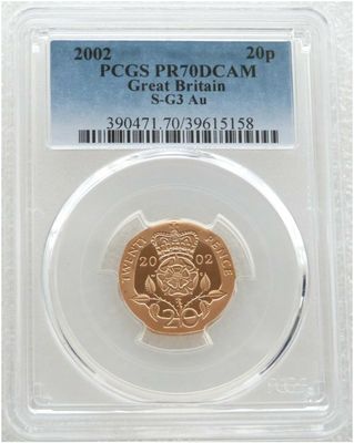 2002 Golden Jubilee Crowned Tudor Rose 20p Gold Proof Coin PCGS PR70 DCAM 2002 Golden Jubilee Crowned Tudor Rose 20p Gold Proof Coin PCGS PR70 DCAM