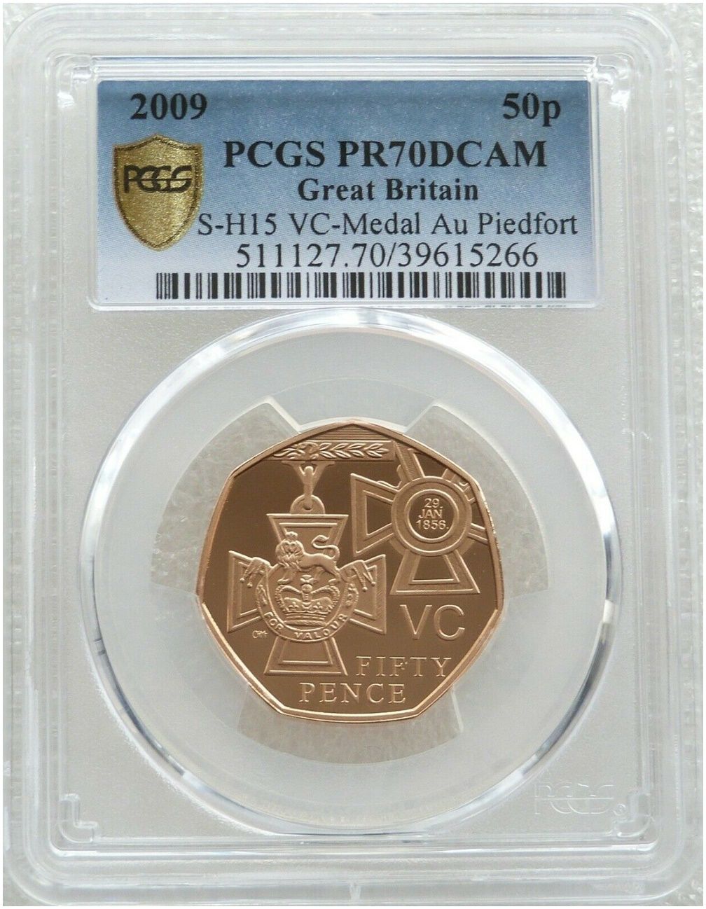 2009 Victoria Cross Award Piedfort 50p Gold Proof Coin PCGS PR70 DCAM - Mintage 40 2009 Victoria Cross Award Piedfort 50p Gold Proof Coin PCGS PR70 DCAM - Mintage 40