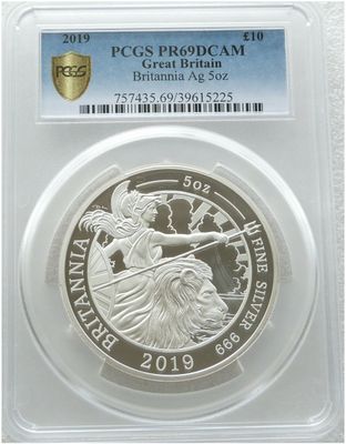 2019 Britannia £10 Silver Proof 5oz Coin PCGS PR69 DCAM - Mintage 302 2019 Britannia £10 Silver Proof 5oz Coin PCGS PR69 DCAM - Mintage 302