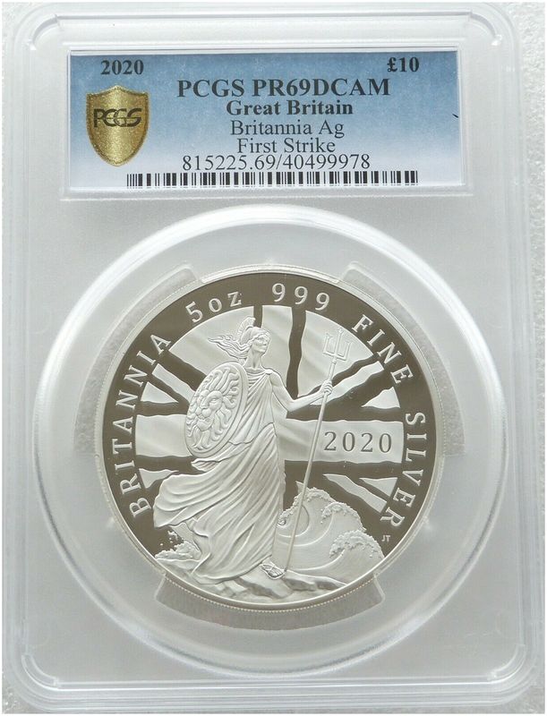 2020 Britannia £10 Silver Proof 5oz Coin PCGS PR69 DCAM First Strike - Mintage 250 2020 Britannia £10 Silver Proof 5oz Coin PCGS PR69 DCAM First Strike - Mintage 250
