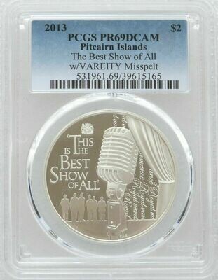 2013 Pitcairn Islands Diamond Jubilee Variety Club Mint Error $2 Silver Proof Coin PCGS PR69 DCAM 2013 Pitcairn Islands Diamond Jubilee Variety Club Mint Error $2 Silver Proof Coin PCGS PR69 DCAM