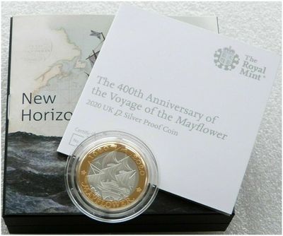 2020 Mayflower £2 Silver Proof Coin Box Coa 2020 Mayflower £2 Silver Proof Coin Box Coa
