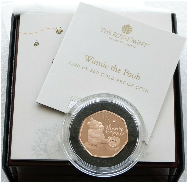 2020 Winnie the Pooh 50p Gold Proof Coin Box Coa