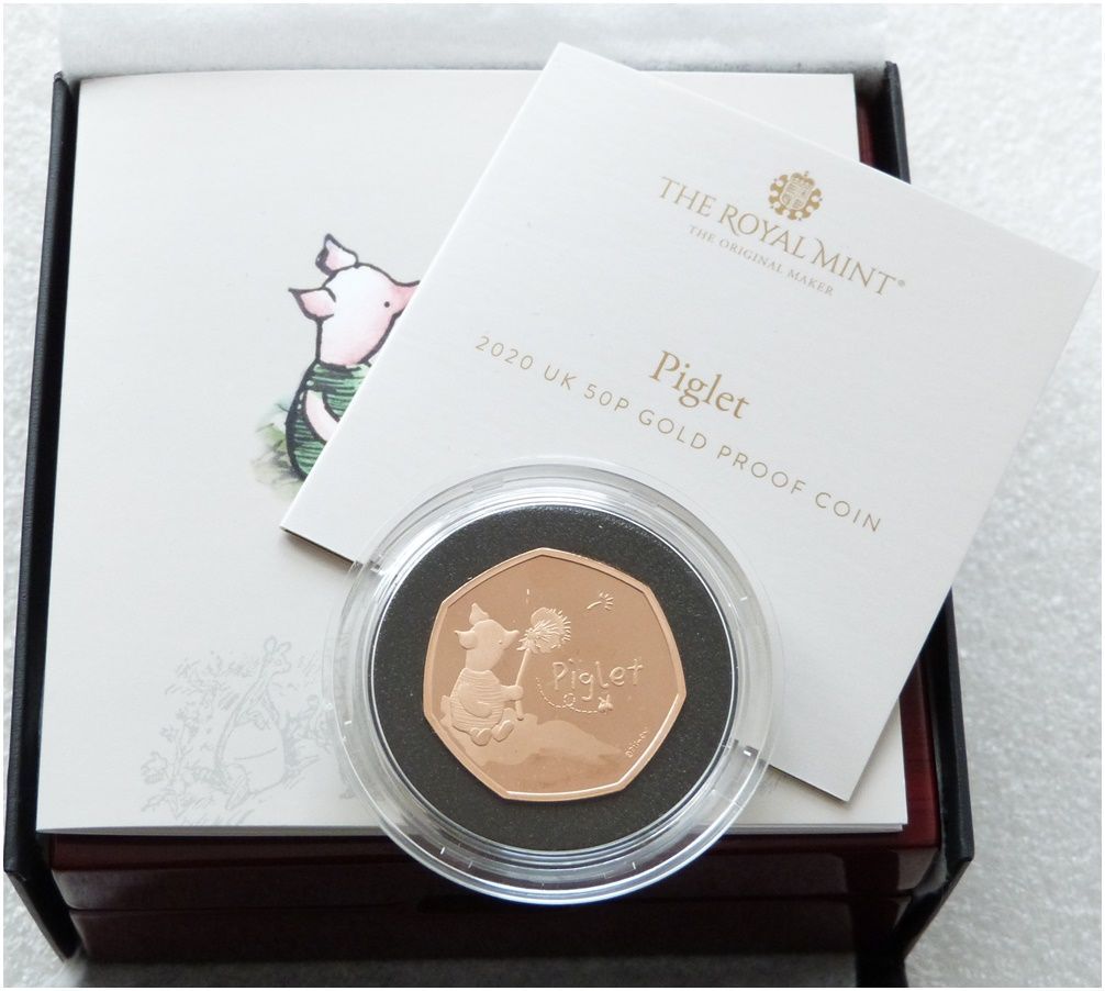 2020 Winnie the Pooh Piglet 50p Gold Proof Coin Box Coa 2020 Winnie the Pooh Piglet 50p Gold Proof Coin Box Coa