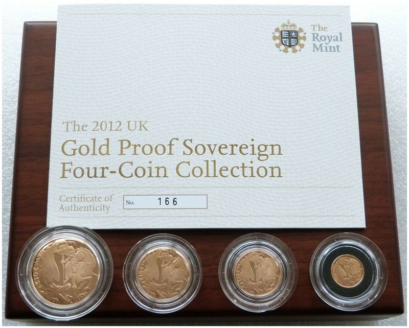 2012 Diamond Jubilee Sovereign Gold Proof 4 Coin Set Box Coa 2012 Diamond Jubilee Sovereign Gold Proof 4 Coin Set Box Coa