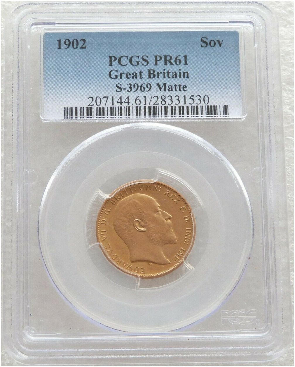 1902 Edward VII Coronation Full Sovereign Gold Matte Proof Coin PCGS PR61 1902 Edward VII Coronation Full Sovereign Gold Matte Proof Coin PCGS PR61