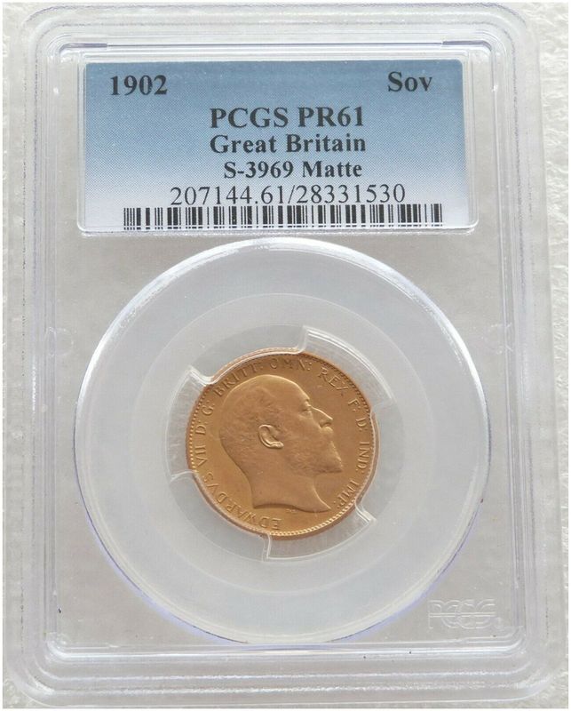 1902 Edward VII Coronation Full Sovereign Gold Matte Proof Coin PCGS PR61 1902 Edward VII Coronation Full Sovereign Gold Matte Proof Coin PCGS PR61