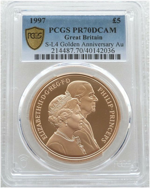 1997 Golden Wedding £5 Five Pound Gold Proof Coin PCGS PR70 DCAM