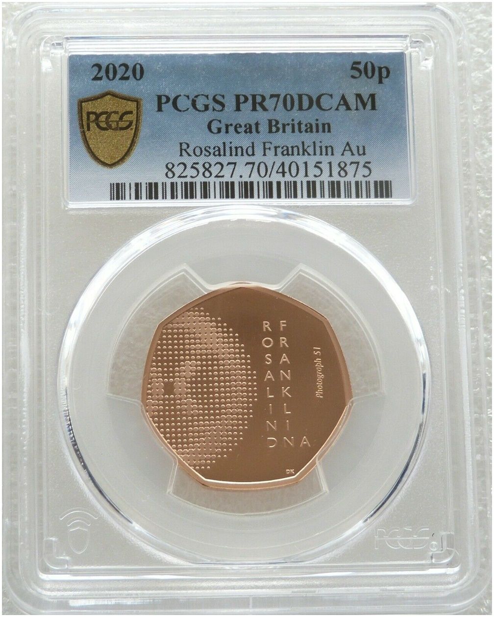 2020 Rosalind Franklin DNA 50p Gold Proof Coin PCGS PR70 DCAM 2020 Rosalind Franklin DNA 50p Gold Proof Coin PCGS PR70 DCAM