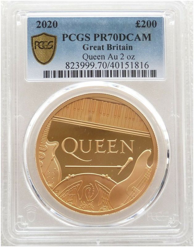 2020 Music Legends Queen £200 Gold Proof 2oz Coin PCGS PR70 DCAM - Mintage of 53 2020 Music Legends Queen £200 Gold Proof 2oz Coin PCGS PR70 DCAM - Mintage of 53