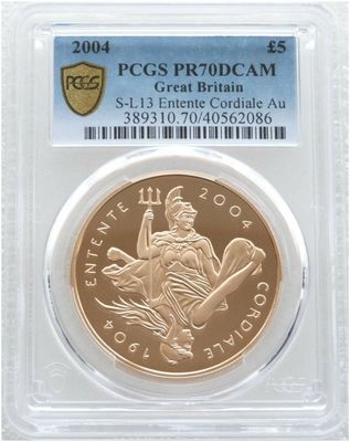 2004 Entente Cordiale £5 Five Pound Gold Proof Coin PCGS PR70 DCAM