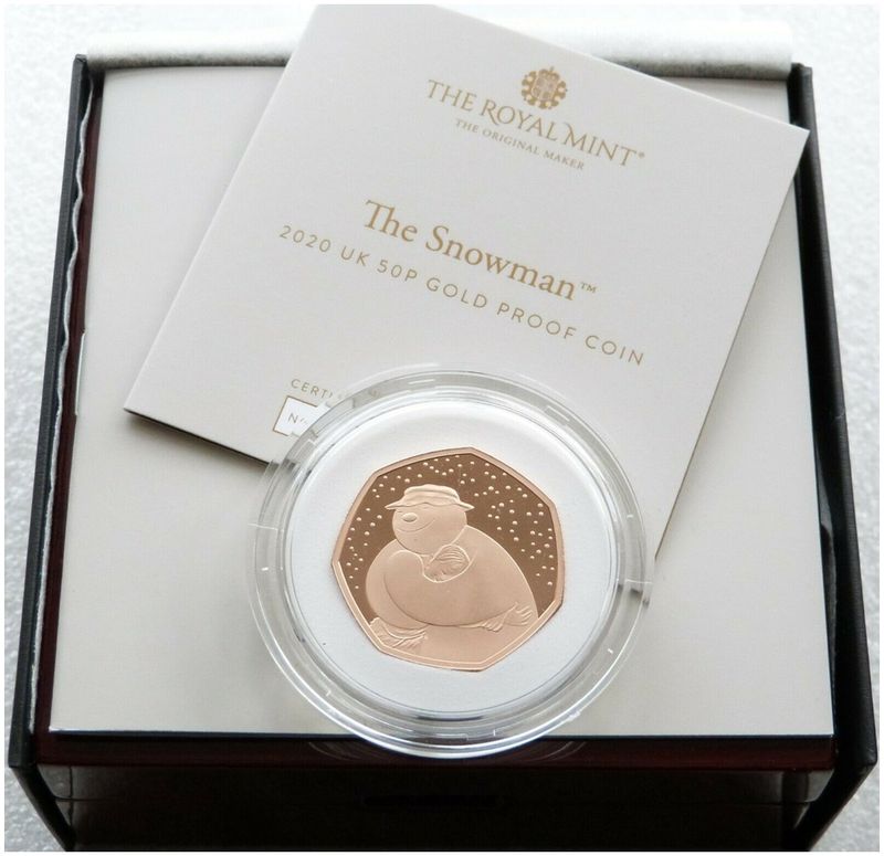 2020 The Snowman 50p Gold Proof Coin Box Coa