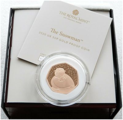 2020 The Snowman 50p Gold Proof Coin Box Coa