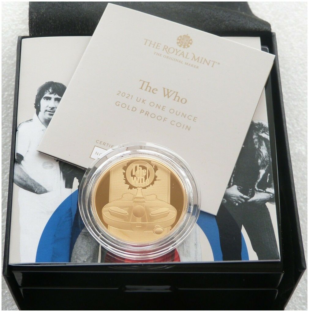 2021 Music Legends The Who £100 Gold Proof 1oz Coin Box Coa 2021 Music Legends The Who £100 Gold Proof 1oz Coin Box Coa