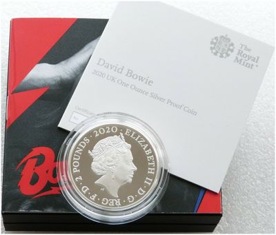 2020 Music Legends David Bowie £2 Silver Proof 1oz Coin Box Coa