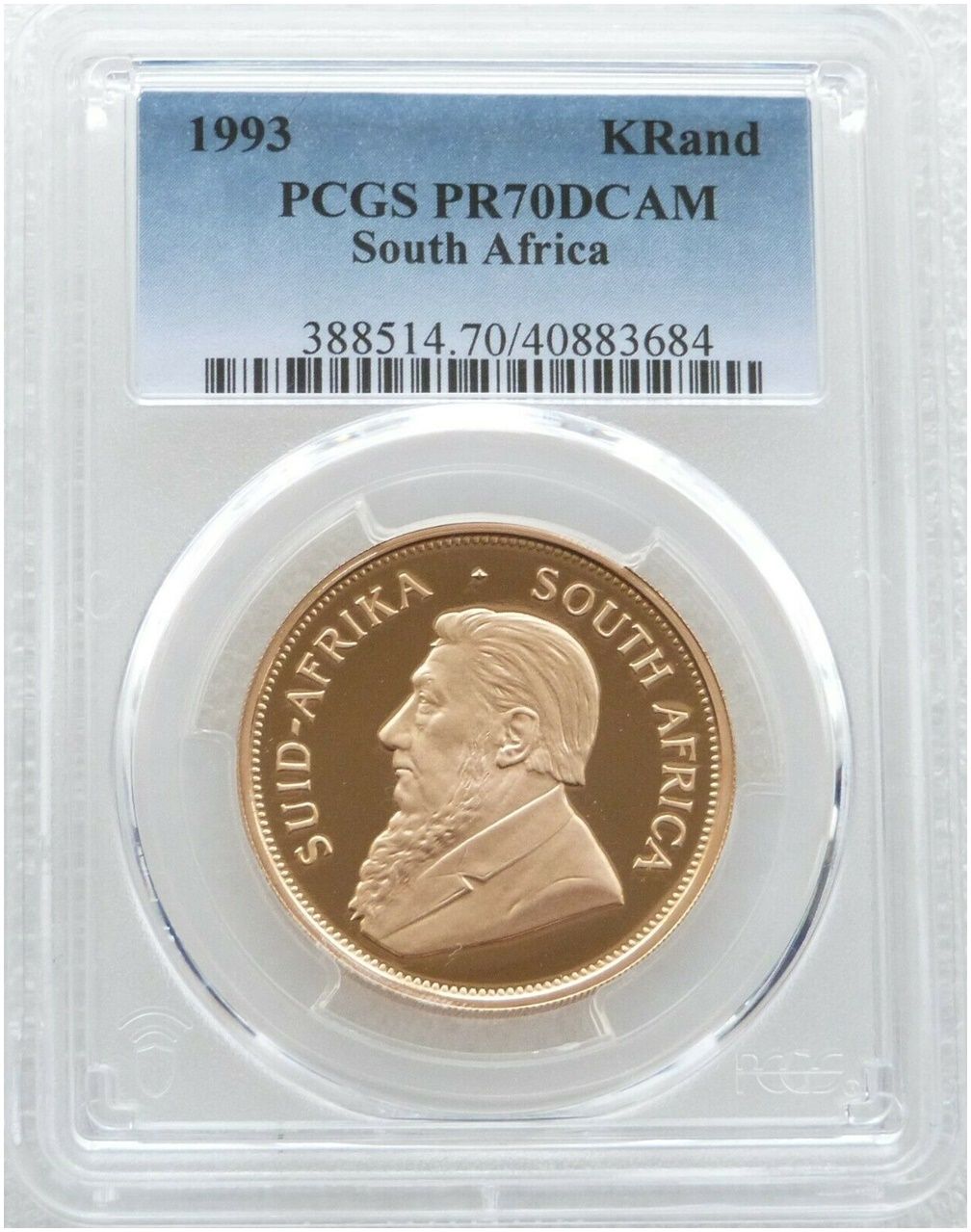 1993 South Africa Full Krugerrand Gold Proof 1oz Coin PCGS PR70 DCAM 1993 South Africa Full Krugerrand Gold Proof 1oz Coin PCGS PR70 DCAM