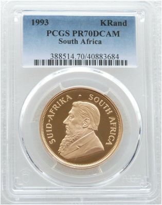1993 South Africa Full Krugerrand Gold Proof 1oz Coin PCGS PR70 DCAM 1993 South Africa Full Krugerrand Gold Proof 1oz Coin PCGS PR70 DCAM