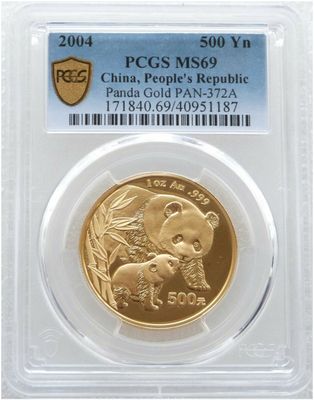 2004 China Panda 500 Yuan Gold 1oz Coin PCGS MS69